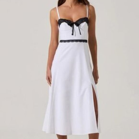 ASTR the Label Contrast Lace Bustier Midi Dress White/Black Size XS NWOT $168 - Picture 1 of 9